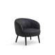Conrad Loungesessel mit Armlehnen – Onyxschwarzes Microleder Bull und schwarzes Holz
