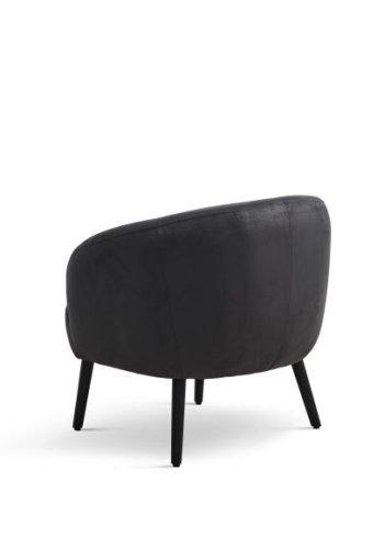 Conrad Loungesessel mit Armlehnen – Onyxschwarzes Microleder Bull und schwarzes Holz