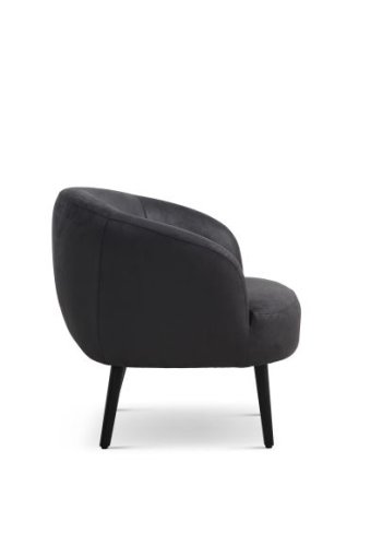 Conrad Loungesessel mit Armlehnen – Onyxschwarzes Microleder Bull und schwarzes Holz