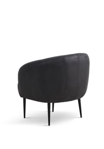 Conrad Loungesessel mit Armlehnen – Onyxschwarzes Microleder Bull und schwarzes Metall