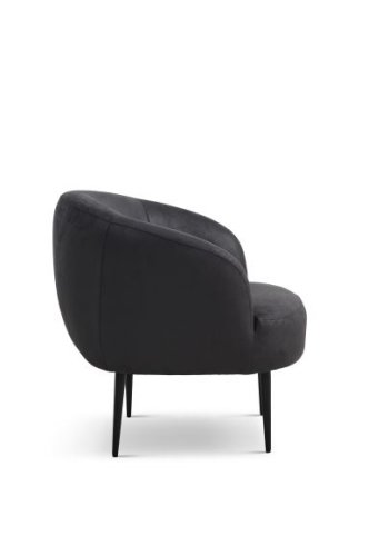 Conrad Loungesessel mit Armlehnen – Onyxschwarzes Microleder Bull und schwarzes Metall