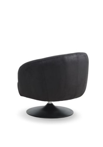 Conrad Loungesessel mit Armlehnen und Trompetenfuß – Onyxschwarzes Microleder Bull und schwarzes Metall