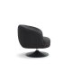 Conrad Loungesessel mit Armlehnen und Trompetenfuß – Onyxschwarzes Microleder Bull und schwarzes Metall