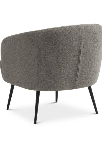 Conrad Loungesessel mit Armlehnen – pilzfarbener Polyesterstoff und schwarzes Metall