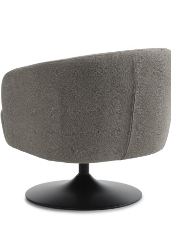 Conrad loungestol, m. armln og trompetfod - mushroom polyester stof og sort metal