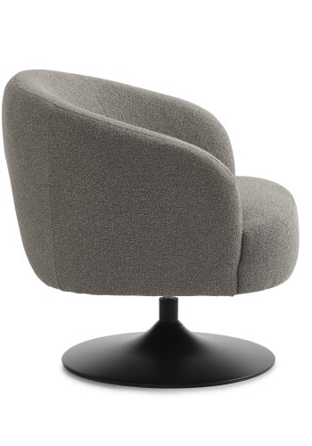 Conrad loungestol, m. armln og trompetfod - mushroom polyester stof og sort metal