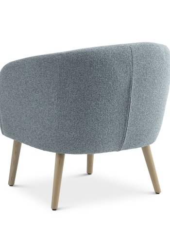 Conrad Loungesessel mit Armlehnen – eierblauer Polyesterstoff und natürliches Eschenholz