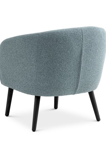 Conrad Loungesessel mit Armlehnen – eierblauer Polyesterstoff und schwarzes Eschenholz