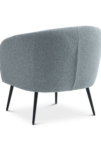 Conrad Loungesessel mit Armlehnen – eierblaues Polyestergewebe und schwarzes Metall