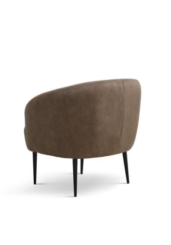 Conrad Loungesessel mit Armlehnen – Mandel-Mikroleder Bull und schwarzes Metall