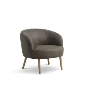 Conrad ftölj, med armstöd - skogsgrönt mikroläder och naturligt trä