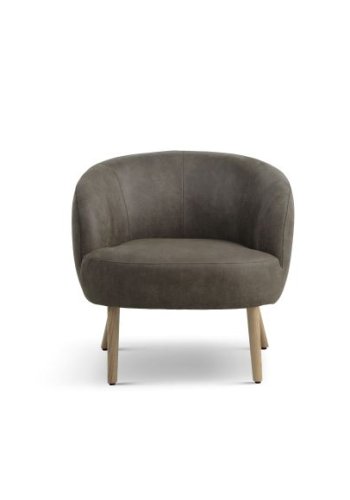 Conrad Loungesessel mit Armlehnen – waldgrünes Microleder Bull und Naturholz