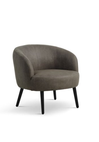 Conrad Loungesessel mit Armlehnen – waldgrünes Microleder Bull und schwarzes Holz