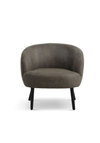 Conrad Loungesessel mit Armlehnen – waldgrünes Microleder Bull und schwarzes Holz