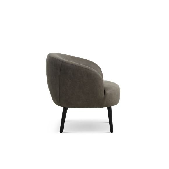 Conrad Loungesessel mit Armlehnen – waldgrünes Microleder Bull und schwarzes Holz