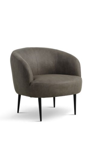 Conrad Loungesessel mit Armlehnen – waldgrünes Microleder Bull und schwarzes Metall