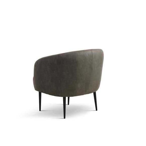 Conrad Loungesessel mit Armlehnen – waldgrünes Microleder Bull und schwarzes Metall