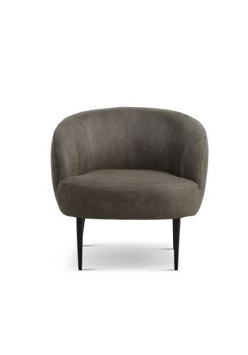 Conrad Loungesessel mit Armlehnen – waldgrünes Microleder Bull und schwarzes Metall