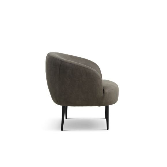 Conrad Loungesessel mit Armlehnen – waldgrünes Microleder Bull und schwarzes Metall