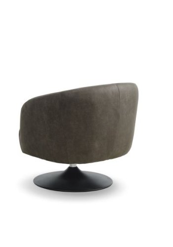 Conrad lenestol, med armlener og trompetbase - skoggrnt mikroskinn i okseskinn og svart metall