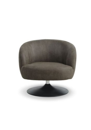 Conrad lenestol, med armlener og trompetbase - skoggrnt mikroskinn i okseskinn og svart metall