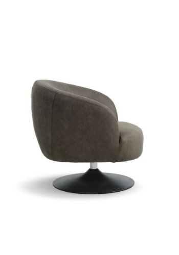 Conrad lenestol, med armlener og trompetbase - skoggrnt mikroskinn i okseskinn og svart metall