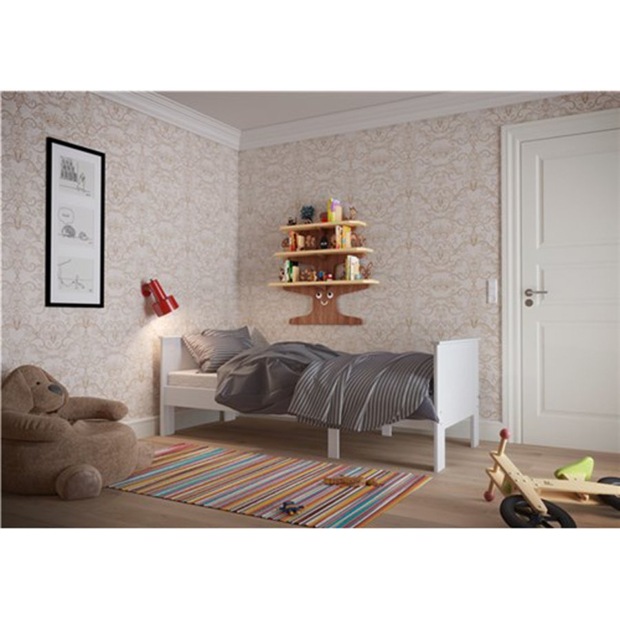 STEENS Madras til Alba udtrksseng - hvid velour og skum (139,3x75,5 cm og 40x81,6 cm)