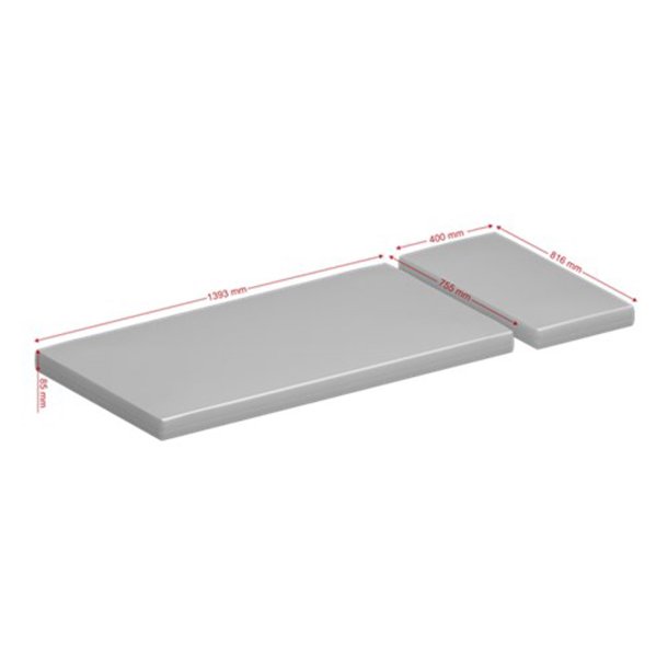 Madras til Alba udtrksseng - hvid velour og skum (139,3x75,5 cm og 40x81,6 cm)