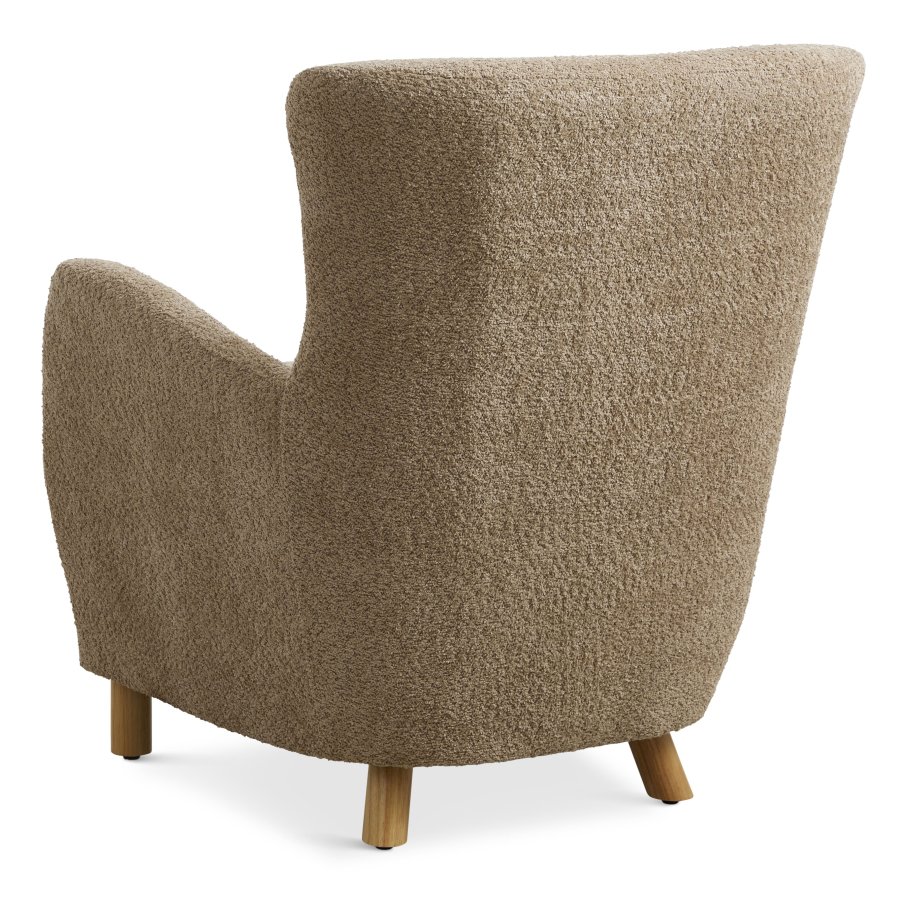 Milas lenestol, med armlener - antilope polyesterstoff og naturlig ask