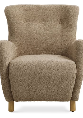 Milas lenestol, med armlener - antilope polyesterstoff og naturlig ask