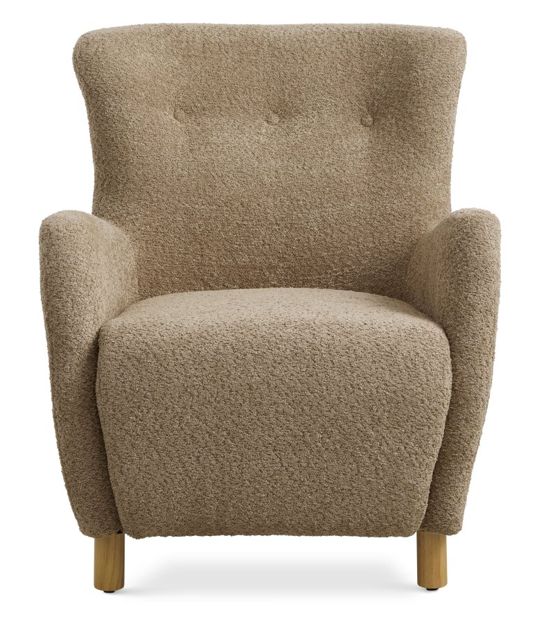 Milas lenestol, med armlener - antilope polyesterstoff og naturlig ask