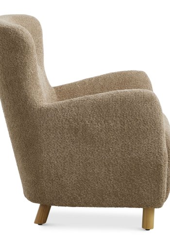 Milas lenestol, med armlener - antilope polyesterstoff og naturlig ask