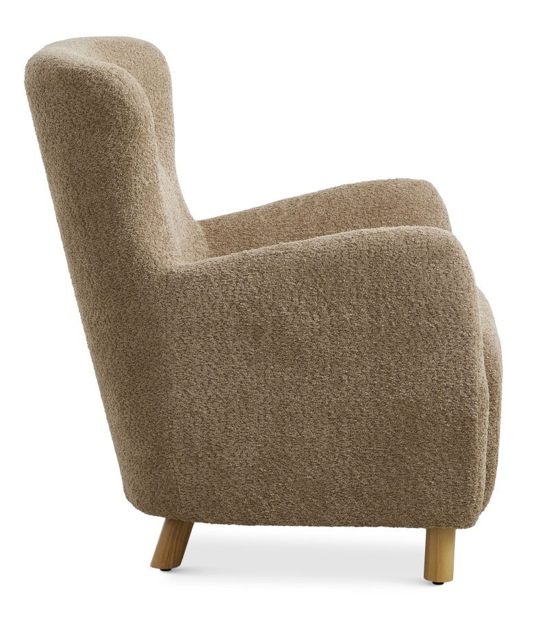 Milas lenestol, med armlener - antilope polyesterstoff og naturlig ask