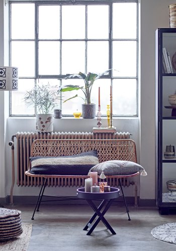 BLOOMINGVILLE Acton Teppich, Schwarz, Baumwolle D: 120cm