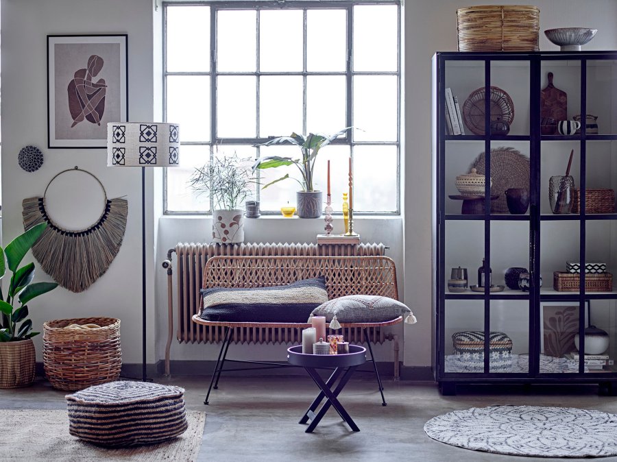 BLOOMINGVILLE Acton Teppich, Schwarz, Baumwolle D: 120cm