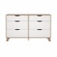 TVILUM Ikast Doppelkommode 6 Schubladen, Jackson Hickory/Weiß, 155,7 x 39,8 x 92,2 cm