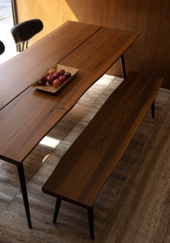 DUTCHBONE Alagon Esszimmerbank, rechteckig – braunes Walnussfurnier und schwarzer Stahl (120 x 40)