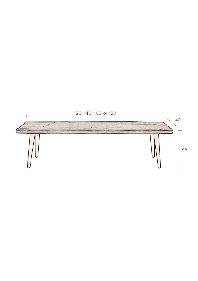 DUTCHBONE Alagon Esszimmerbank, rechteckig – braunes Walnussfurnier und schwarzer Stahl (120 x 40)