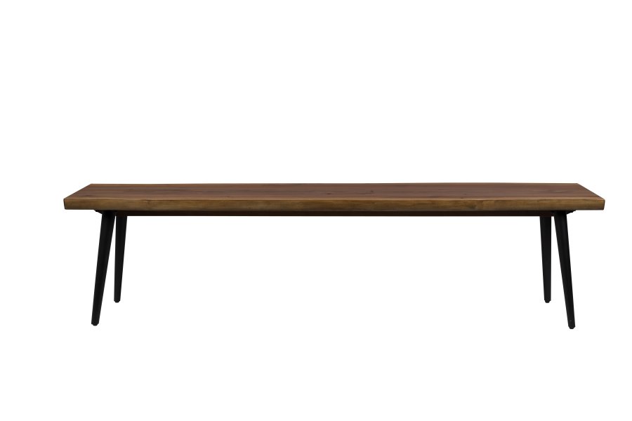 DUTCHBONE Alagon Esszimmerbank, rechteckig – braunes Walnussfurnier und schwarzer Stahl (180 x 40)