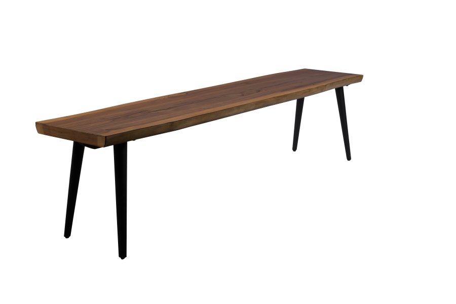 DUTCHBONE Alagon Esszimmerbank, rechteckig – braunes Walnussfurnier und schwarzer Stahl (180 x 40)