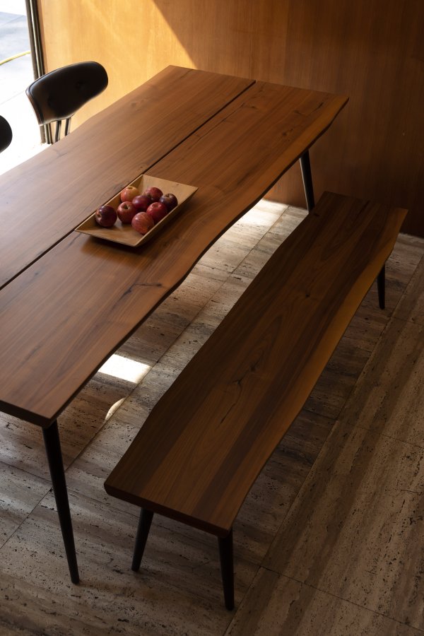 DUTCHBONE Alagon Esszimmerbank, rechteckig – braunes Walnussfurnier und schwarzer Stahl (180 x 40)