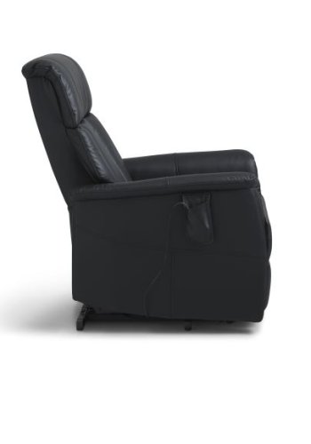 Linus lenestol, med hengslenestol. 2 motorer, vippefunksjon, fotskammel og armlener - svart skinn/PVC