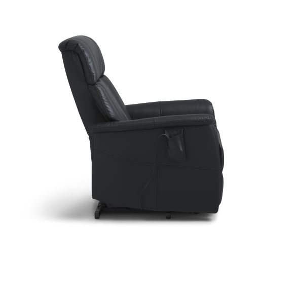 Linus lenestol, med hengslenestol. 2 motorer, vippefunksjon, fotskammel og armlener - svart skinn/PVC