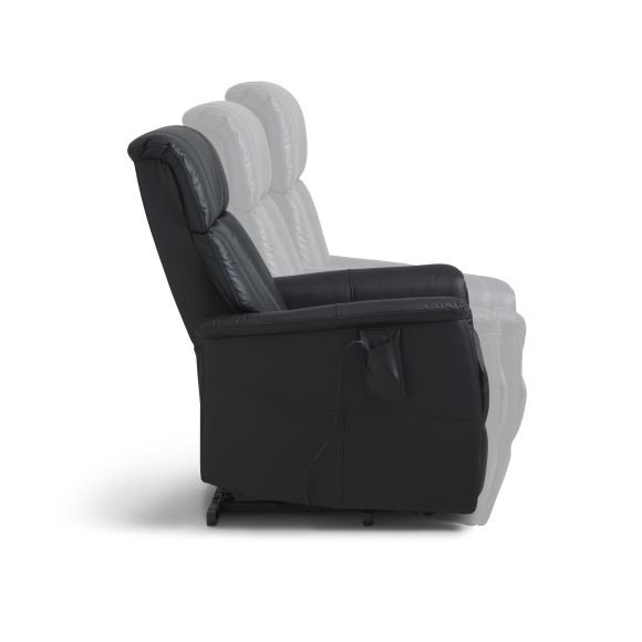 Linus lenestol, med hengslenestol. 2 motorer, vippefunksjon, fotskammel og armlener - svart skinn/PVC