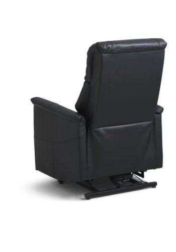 Linus lenestol, med hengslenestol. 2 motorer, vippefunksjon, fotskammel og armlener - svart skinn/PVC