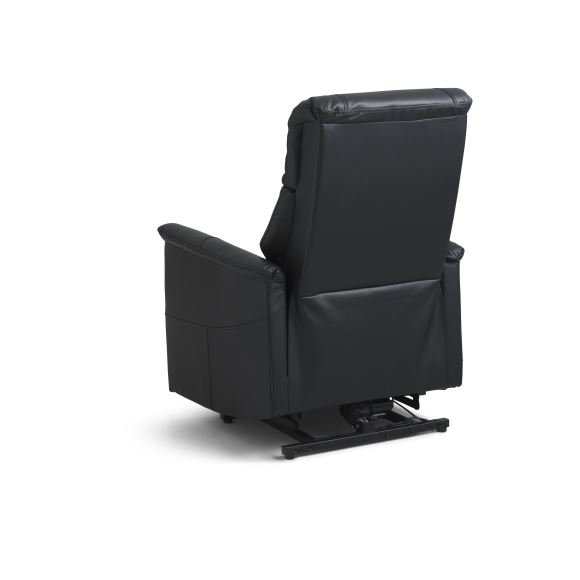 Linus lenestol, med hengslenestol. 2 motorer, vippefunksjon, fotskammel og armlener - svart skinn/PVC