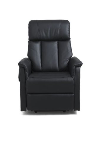 Linus lenestol, med hengslenestol. 2 motorer, vippefunksjon, fotskammel og armlener - svart skinn/PVC