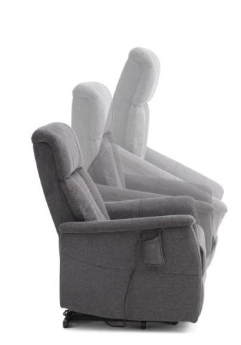 Linus recliner stol, m. 2 motorer, vippefunktion, fodskammel og armln - antracitgr stof