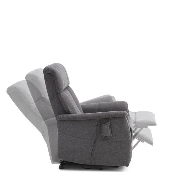 Linus recliner stol, m. 2 motorer, vippefunktion, fodskammel og armln - antracitgr stof