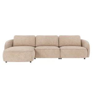 ROWICO Norris soffa 4-sits sch�slong L ljusbeige tyg Anna #2 (c3)